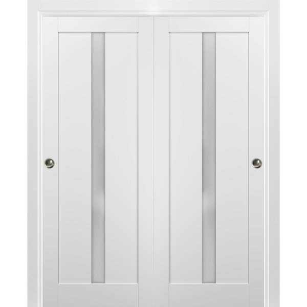 Sartodoors Closet Bypass Interior Door, 84" x 80", White QUADRO4112DBD-WS-84